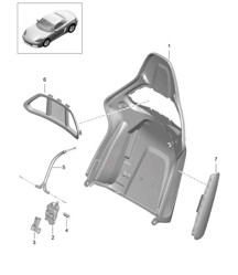 Coque de dossier / Siège baquet / Pliable / Accessoires (PR:388 389) 718 (982) Boxster 2017>> Coque de dossier / Siège baquet / Pliable / Accessoires (PR:388 389) 718 (982) Boxster 2017>>