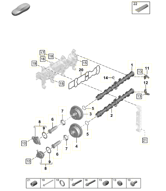 Diagram 103-011 Porsche Cayenne Coupe Turbo S E-Hybrid V8 4.0L 550Hp 