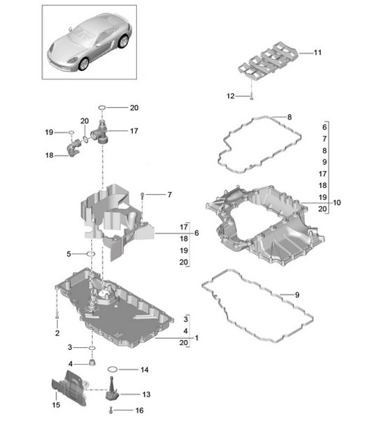 Diagram 104-002 Porsche Cayenne E-Hybrid V6 3.0L V6 340 CV 
