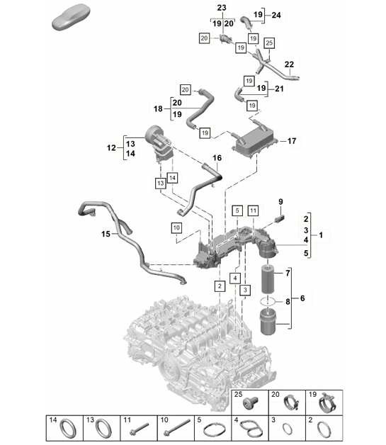 Diagram 104-007 Porsche Cayman GT4 3.8L 2015-16 Motore