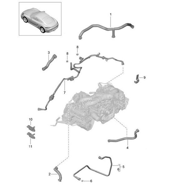 Diagram 104-010 Porsche 911 1975-1977 3.0L 涡轮增压（930） 引擎