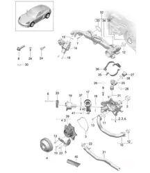 冷却液冷却系统 / 冷却液泵 / 节温器外壳 / 总成托架 718C (982C) Cayman 2017>>