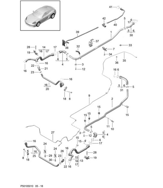 Diagram 105-010 Porsche 卡宴 Coupe E-Hybrid V6 3.0L 340Hp 