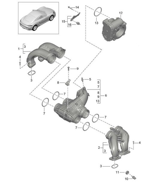 Diagram 107-010 Porsche Cayenne Turbo / Turbo S 4.8L 2007>> Motor