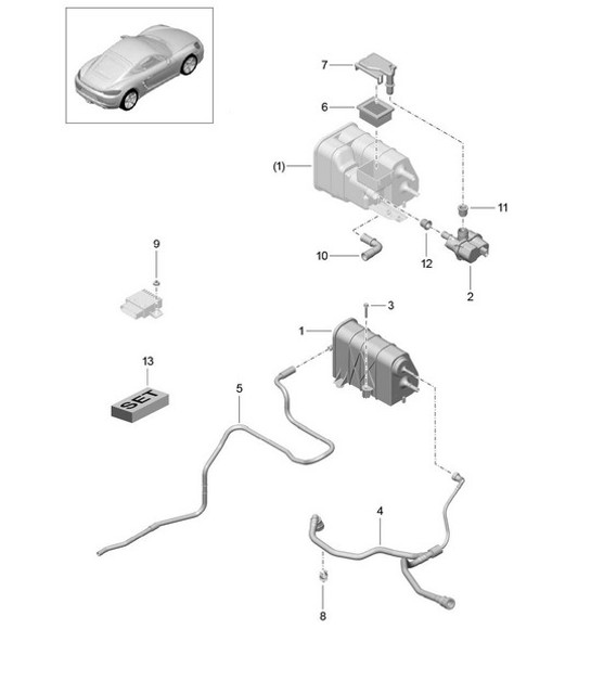 Diagram 201-020 Porsche Panamera Diesel V6 3.0L (250Hp) Fuel System, Exhaust System