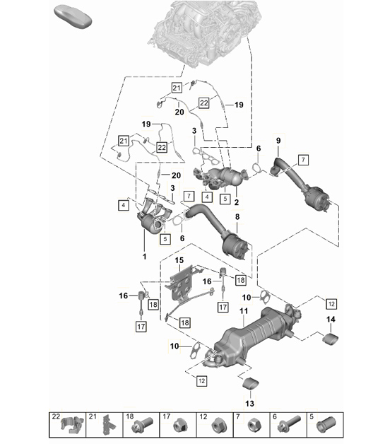 Diagram 202-003 Porsche 卡宴 S V8 4.2L 柴油 382HP 燃油系统、排气系统