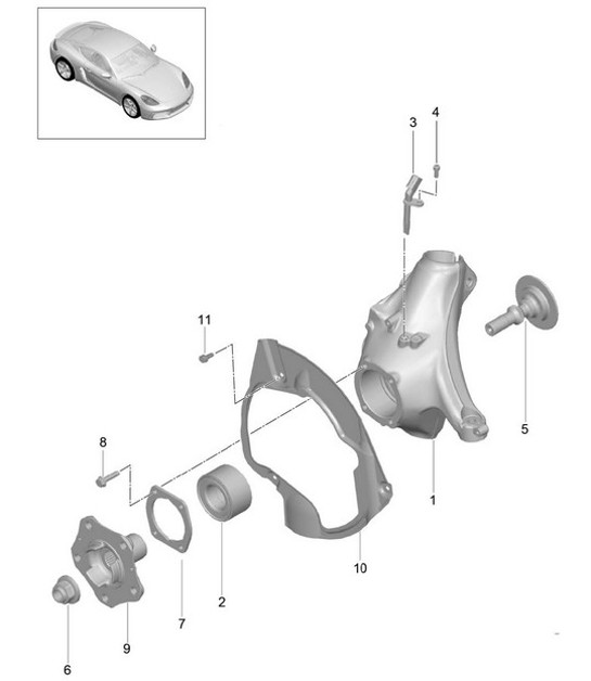Diagram 401-020 Porsche Cayenne S 4.5L V8 2003>> Assale anteriore, sterzo 