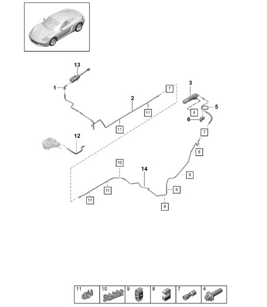 Diagram 703-100 Porsche Cayenne MK2 (957) 2007-2010 Hendelsysteem, pedaalcluster 