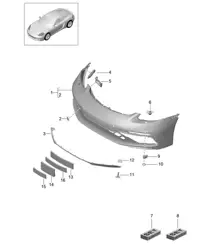 Front bumper - Sport Design package and GTS (PR:XAN,XAT,011) - 718C (982C) Cayman 2017>>