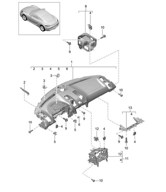 Diagram 809-000 Porsche Cayman 987C/981C (2005-2016) Carrosserie
