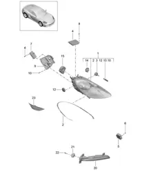 Headlights / Additional headlight / Turn signal indicator / side marker light / Turn signal repeater (PR:602) 718C (982C) Cayman 2017>>