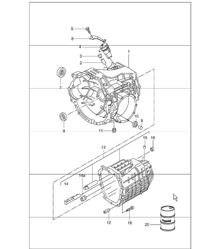 Ersatzgetriebe, Getriebegehäuse für 986 Boxster G86.00 M481 (5-Gang-Schaltgetriebe) 1997-04 Ersatzgetriebe, Getriebegehäuse für 986 Boxster G86.00 M481 (5-Gang-Schaltgetriebe) 1997-04