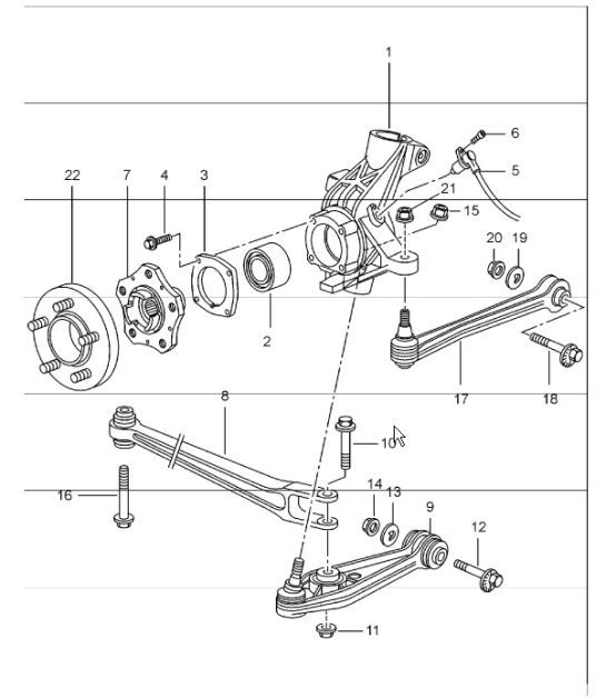 Diagram 501-00 Porsche Cayenne Turbo / Turbo S 4.8L 2007>> Asse posteriore