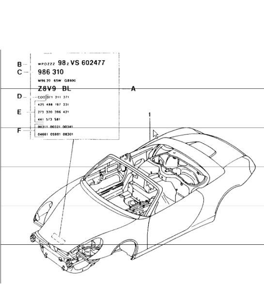 Diagram 801-00 Porsche 991 (911) MK1 2012-2016 Body