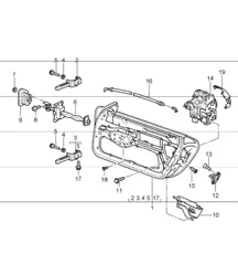 door in white, installation parts, door lock 986 Boxster 1997-04
