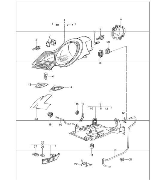 Diagram 905-00 Porsche Boxster 986/987/981 (1997-2016) Materiale elettrico