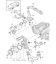 Koelvloeistofpomp / Thermostaathuis (Model: A120,A121) 987.2 Boxster / Boxster S 2009-12