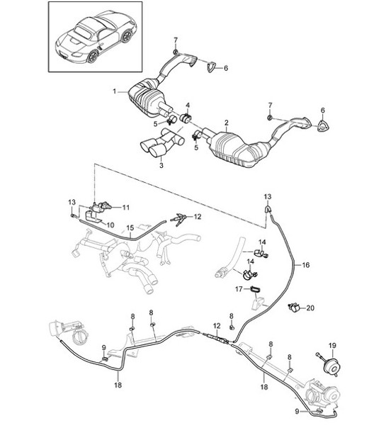 Diagram 202-005 Porsche Cayenne S/GTS 4.8L 2007>> Sistema de combustible, sistema de escape