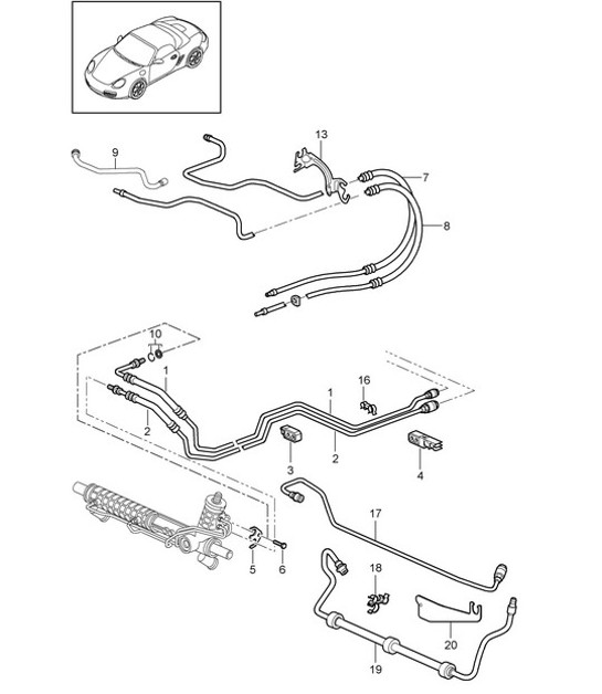 Diagram 403-001 Porsche 开曼 S 3.4L 987C 2005-08 前轴、转向 