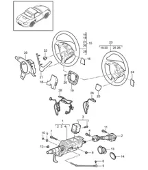 Steering protective pipe / Intermediate steering shaft / Steering wheels - PR:480, 6-Speed Manual - 987.2 Boxster / Boxster S 2009-12
