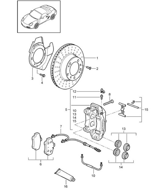 Diagram 602-000 Porsche Cayenne S 4.5L V8 2003>> Räder, Bremsen