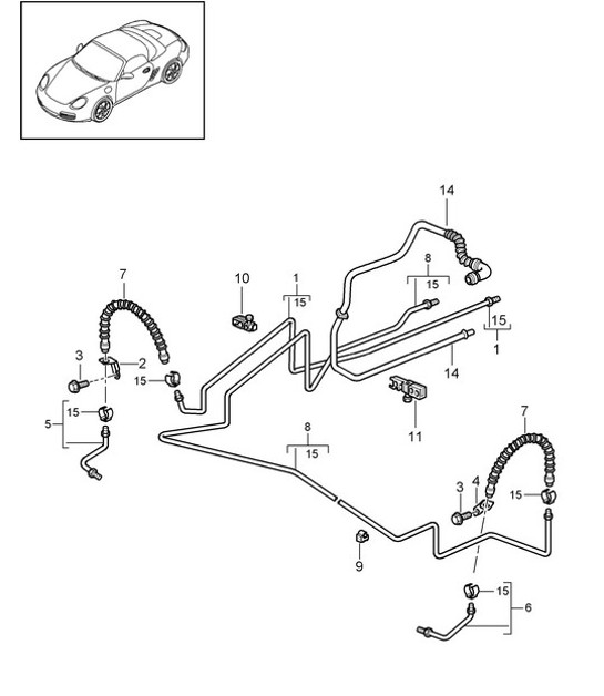 Diagram 604-015 Porsche 997 GT2 2007>> Wheels, Brakes