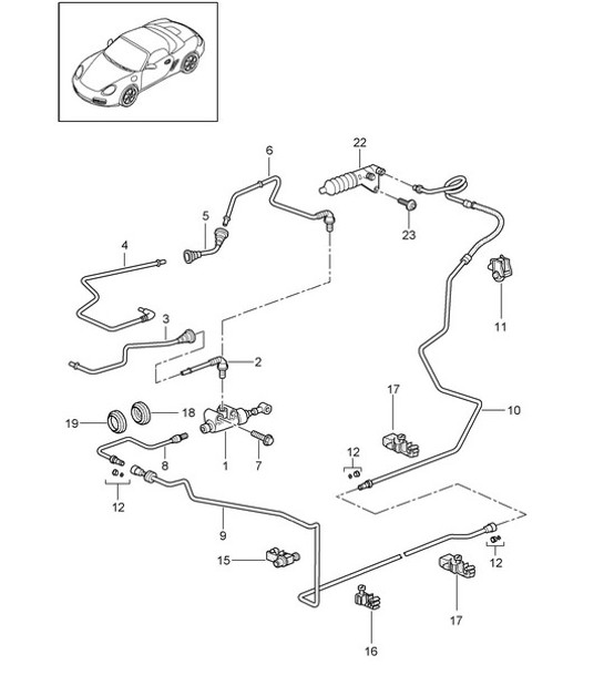 Diagram 702-008 Porsche Macan (95B) MK1 (2014-2018) Hand Lever System, Pedal Cluster 