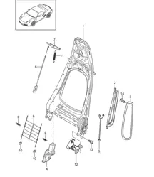 Estructura del respaldo / Asiento estándar (PR:369.370) / Asiento confort (PR:437.438) 987.2 Boxster / Boxster S 2009-12