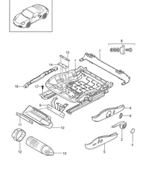 Seat frame / Sports seat  987.2 Boxster / Boxster S 2009-12