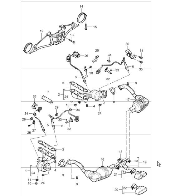 Diagram 202-00 Porsche 968 (1992-1995) Sistema de combustible, sistema de escape