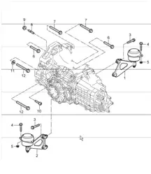 5th-speed manual transmission (I481), transmission suspension threaded joint for engine 987 Boxster M96.25 and M97.20 2005-08