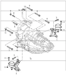 tiptronic (I249) transmission suspension threaded joint for engine
