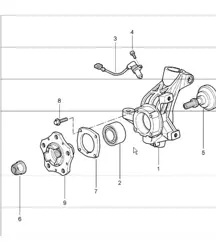 wheel carrier and wheel hub 987 Boxster / Boxster S 2005-08