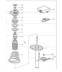 suspension shock, absorber strut 987 Boxster / Boxster S 2005-08