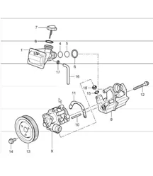 power steering, power-steering pump and container 987 Boxster / Boxster S 2005-08