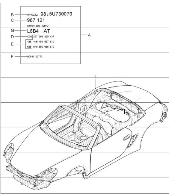 Diagram 801-00 Porsche Boxster 986/987/981 (1997-2016) Body