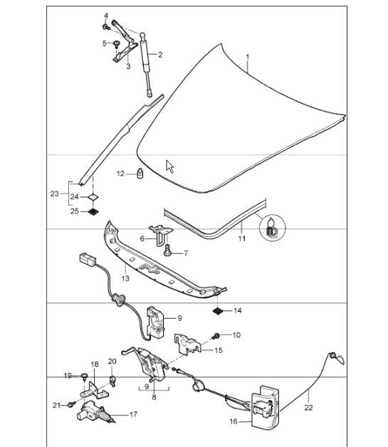 Diagram 803-00 Porsche Boxster 986/987/981 (1997-2016) Carrosserie