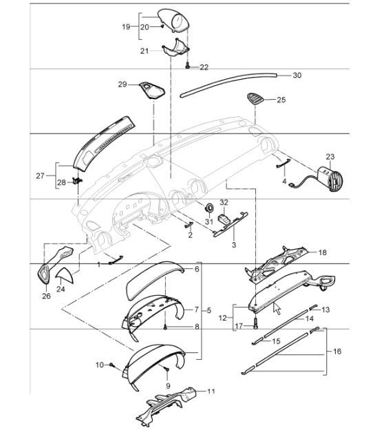 Diagram 809-01 Porsche 996 TURBO 2000-05 Carrosserie