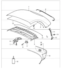 convertible top covering roofliner 987 Boxster / Boxster S 2005-08