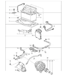 battery, power distributor, starter, generator 987 Boxster / Boxster S 2005-08