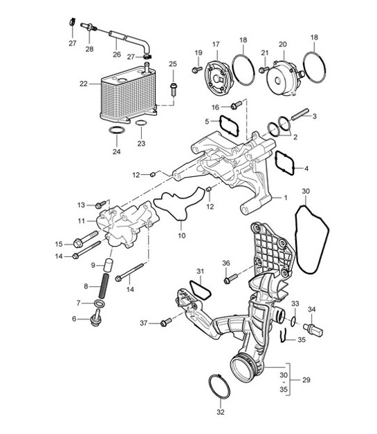 Diagram 104-000 Porsche Cayman 987C/981C (2005-2016) Motore