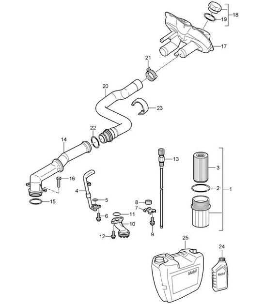 Diagram 104-005 Porsche Cayenne Turbo V8 4.8L Benzina 500 CV Motore