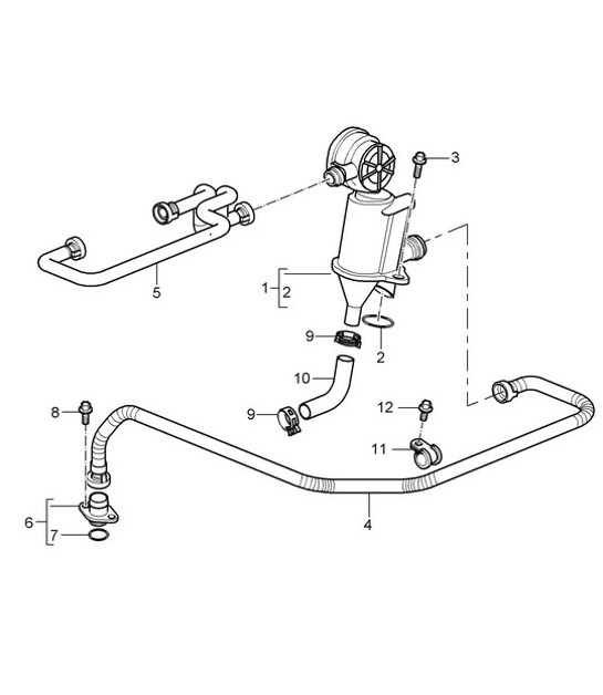 Diagram 104-010 Porsche Cayenne Turbo S V8 4.8L Benzina 550CV Motore