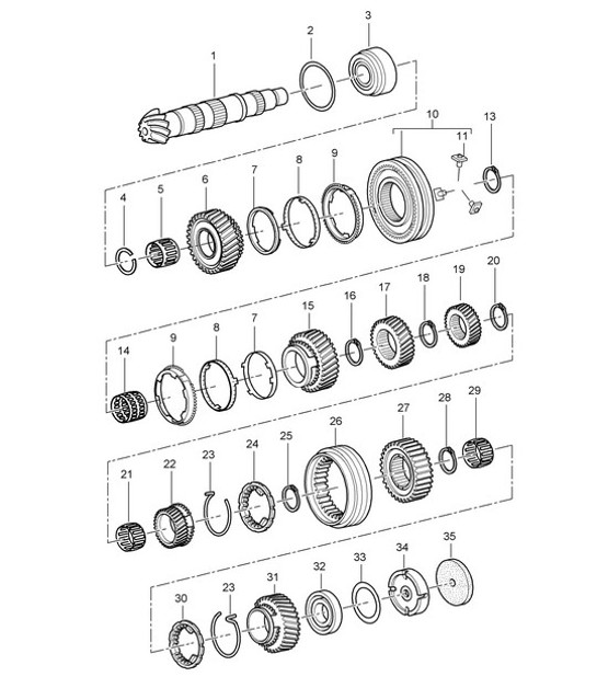 Diagram 303-005 Porsche Boxster GTS 718 2.5L Manual (365 Bhp) Trasmissione