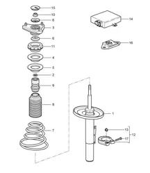 Suspension / Shock absorber strut 987C.1 Cayman 2006-08