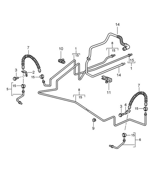 Brake line / Underbody / Rear axle / Vacuum line 987C.1 Cayman 2006-08