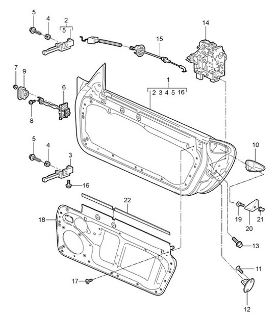 Door shell / Installation parts / Door lock 987C.1 Cayman 2006-08