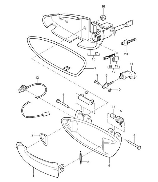 Door handle 987C.1 Cayman 2006-08