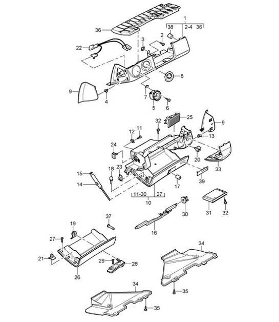 Glove box / Cover and Trim (drivers side)  987C.1 Cayman 2006-08