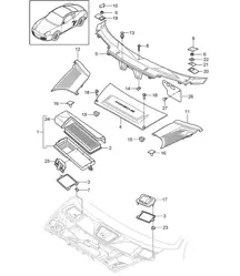 Particulate filter / Cowl panel covering 987C.1 Cayman 2006-08
